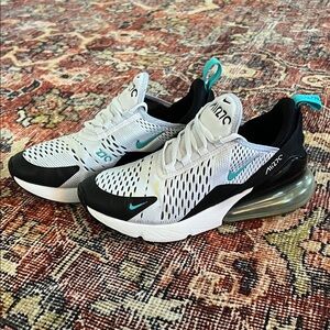 Nike Air Max 270 White and Black with Teal Accents